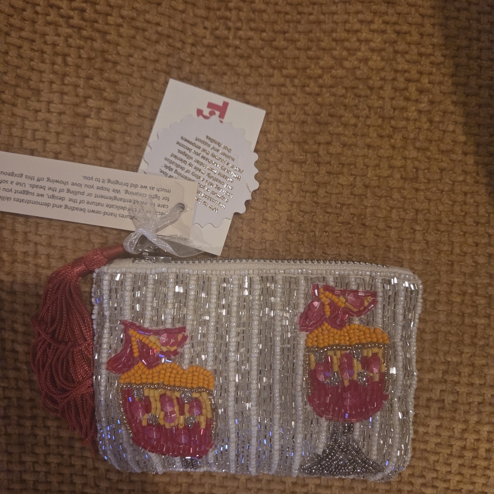 T.J.Maxx Beaded Purse with Red and Silver Accents